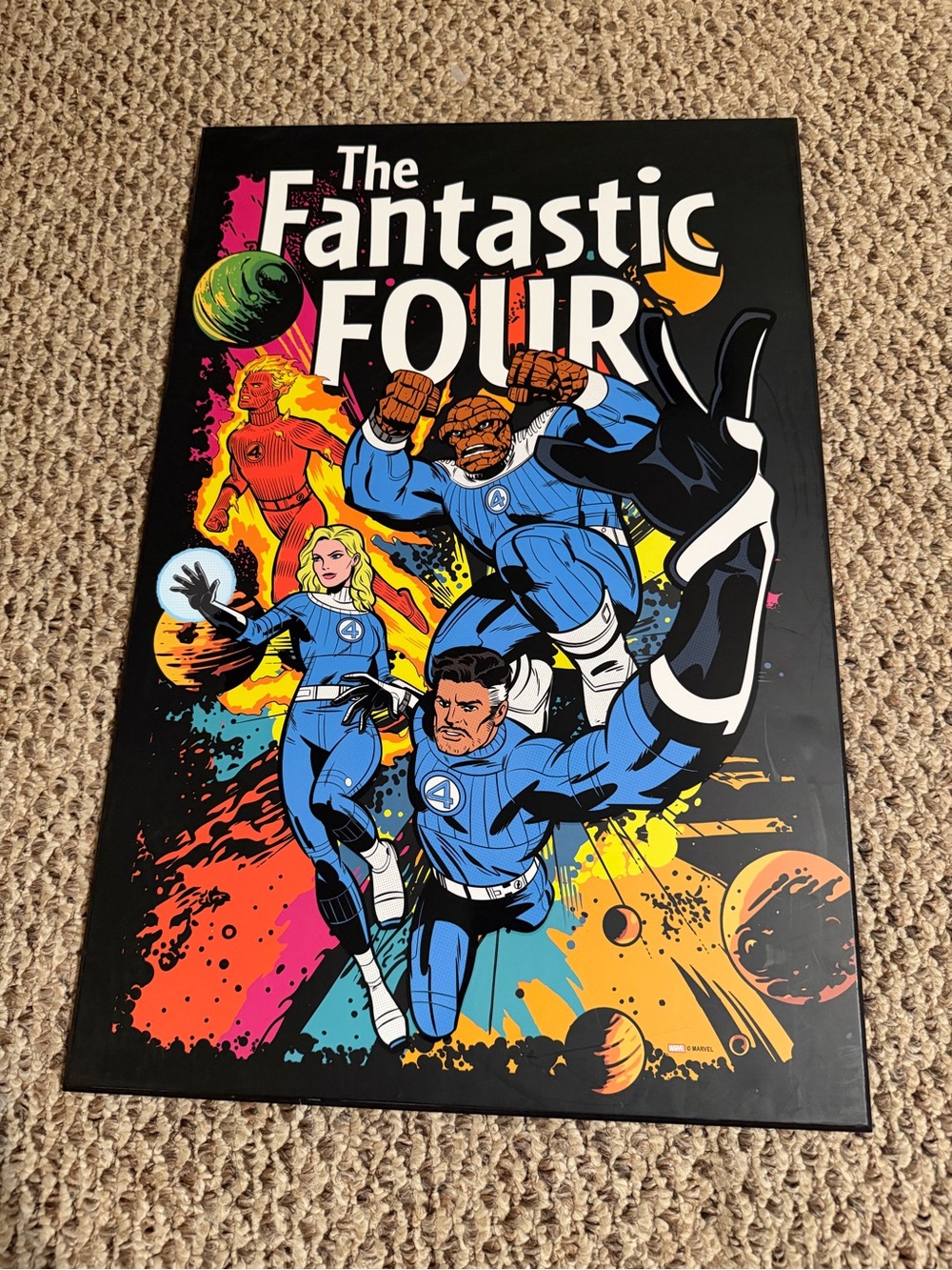 The Fantastic Four Blue Superhero Wall Art Poster